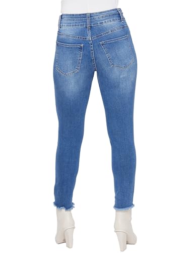 Women's WannaBettaButt 2-Button Fray Hem Ankle Jean3