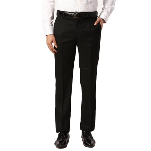 Image of Park Avenue Men's Poly Viscose Blend Structure Pattern Smart Fit Flat Front Formal Trouser