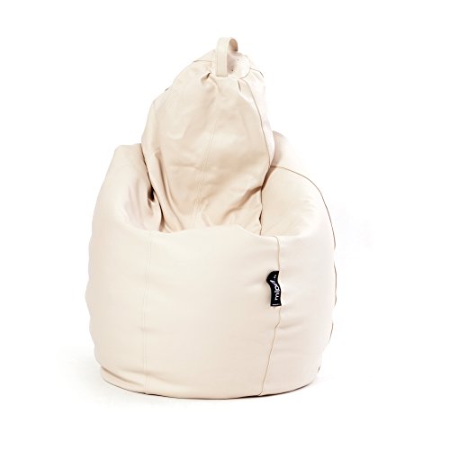 MiPuf - Puff Pera XL Beige | Puff Salon Polipiel Alta Resistencia | Puff Grande | Puff con Relleno Incluido | Puff Infantil y...