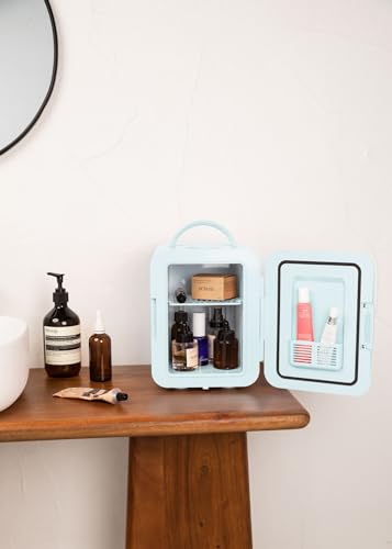 CREATE / Fridge Mini Box / Mini koelkast in retro-stijl voor koeling en verwarming / voor cosmetica, draagbare thermos - pastelblauw - Afbeelding 8