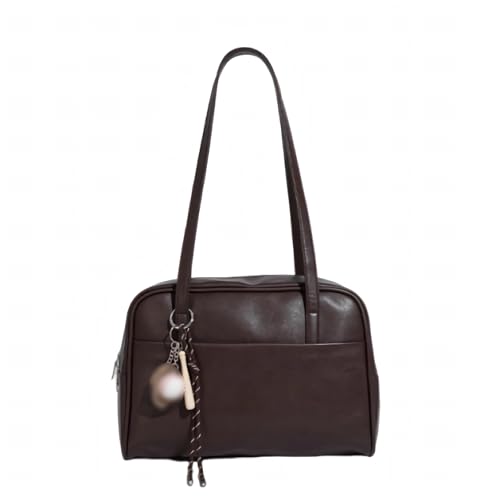 vintage shoulder bag for women brown cute japanese school bags y2k soft leather hobo handbags trendy aesthetic square purse designer with zipper