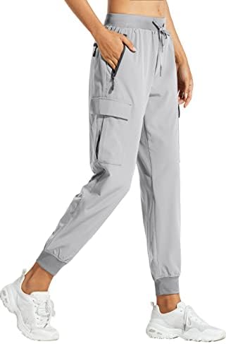 Libin Women's Cargo Joggers Lightweight Quick Dry Hiking Pants Athletic Workout Lounge Casual Outdoor, Light Gray M