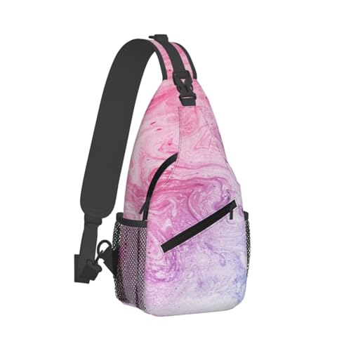 Mochila cruzada con estampado de mármol colorido pastel, rojo, azul, morado, bandolera, hombro, senderismo, viajes, entrenamiento, diagonal