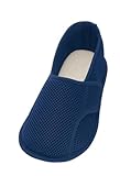 [徳武産業] あゆみ 介護シューズ ケアシューズ 【日本転倒予防学会推奨品】 早快マジック レギュラー [施設・院内用 入院 リハビリ靴] 簡単着脱 履きやすい かかとあり 蒸れない メッシュ素材 洗濯機OK シニア 高齢者 転倒予防 上履き 足囲3E 両足 紺 LL(25.0~26.0cm)
