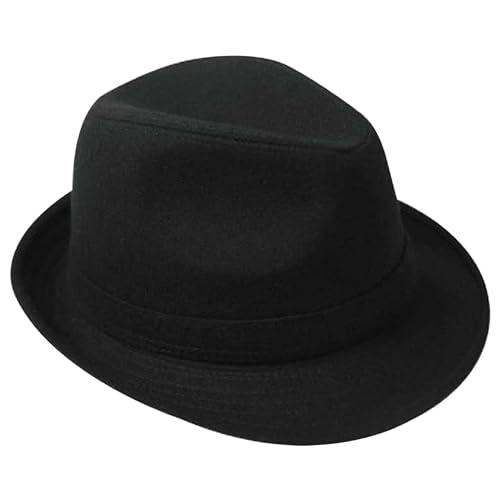 Fedora Hat Men, 20 de los 20 Sombreros Fedora de 20 años, Sombreros británicos de Borde de Lana, Gorra de Jazz Casual, Sombreros Negros para Hombres (Negro)
