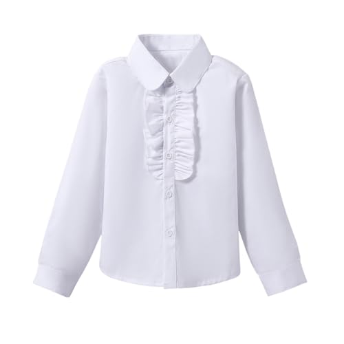 Girls' Long Sleeve Peter Pan Collar Shirt Girls School Uniform Shirts