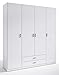Miroytengo Armario ropero Grande Roma 4 Puertas 2 cajones Color Blanco Mate Habitación Dormitorio 216x198x53 cm