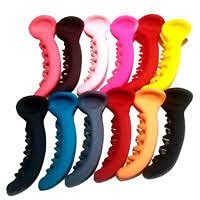 Plastic Hair Clutch / Claw for Women Medium Size Trendy Hair Clip pack of 12 (Banana Mirchi Multicolor)