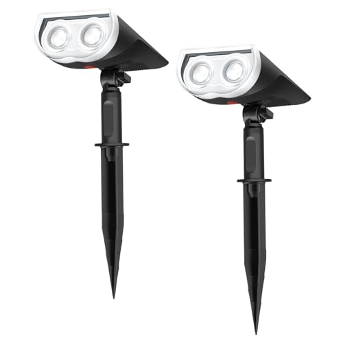 Linkind Solar Lights Outdoor StarRayS, Bright Solar Spot Lights Outdoor, IP67 Waterproof Spotlights for Garden Yard Landscape Walkway Patio Tree (Daylight, 2 Pack)