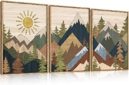 Toile abstraite montagne lianyibo pour salon apaisant