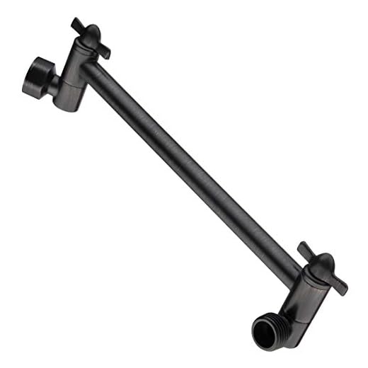 BRIGHT SHOWERS Adjustable Shower Arm for Rain and Handheld Shower Head, 10 Inch Universal Shower Extension Arm Brass Shower Arm Extender Hardware, Oil-Rubbed Bronze