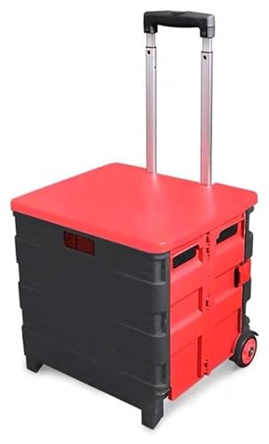 Carrito de Compras con Ruedas Carrito de Mano Plegable de 2 Ruedas Carrito de Compras Plegable Caja de Almacenamiento de supermercado para el hogar Carro de Transporte con Tapa