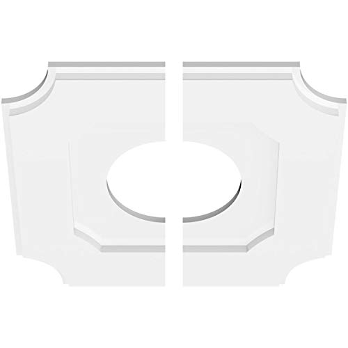 Image of Ekena Millwork CMP16LE2-06000 Locke Architectural Grade PVC Contemporary, Two Piece Urethane Ceiling Medallions 16 inchOD x 6 inchID x 9 1 /2 inchC x 1 inchP