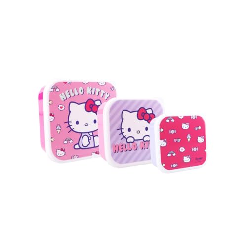 My sweety pop - lot de 3 boites a gouter - Boîte à goûter - Lunch box - Pour enfant - Crèche - Maternelle - Ecole - Vacances - Repas - 11,5 cm (Hello Kitty...