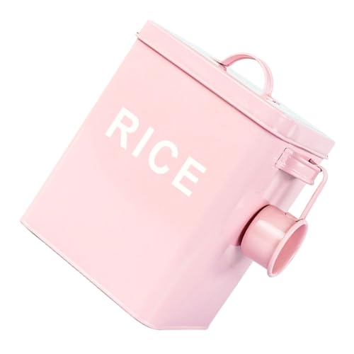Yardwe 1pc Grain Storage Barrel Pet Food Storage Container for Insulated Feeding Feeder À Wet Airtight Storage Bin with Lid Damp- Cat Food Barrel Kitchen Rice Bucket Pink Iron Sheet