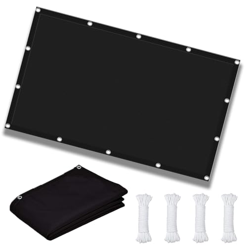 Voile d'ombrage rectangulaire 7x7.5m noir imperméable avec cordes - 2