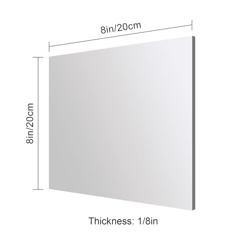 Image of Silver Mirror Acrylic Sheets - 6 Pack, 8x8 Inches, 1 /8 Inch Thick, Reflective Mirror Acrylic Ideal for Laser Cutting, DIY Crafts, and Home Decorations (20x20cm)