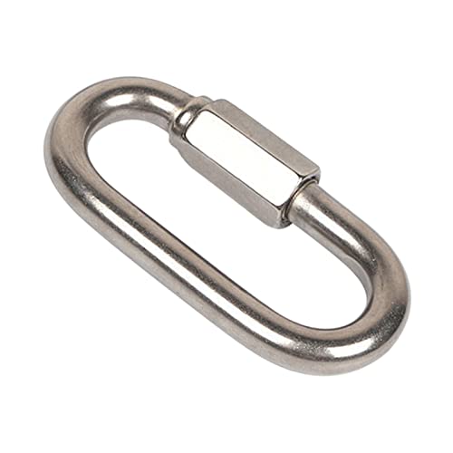 Moschettone da arrampicata， Moschettone di sicurezza for attrezzatura da arrampicata, con maglie rapide multifunzionali in acciaio inossidabile, con chiusura a vite, anello di collegamento a catena e