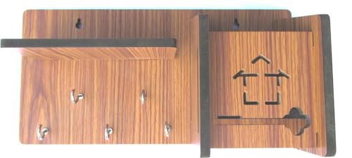 Porte-clés en bois à suspendre avec organiseur mural clés 5 crochets