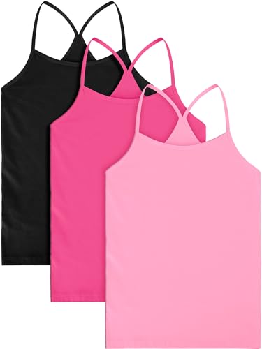 Boao 3 Pieces Girls Dance Tank Tops Racerback Camisole Undershirts Spaghetti Strap Camis Dance Clothes Tank Tops For Girls cover