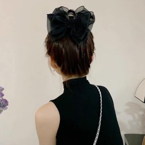 Set de 2 pinzas grandes con lazo y diamante negro miniatura 5
