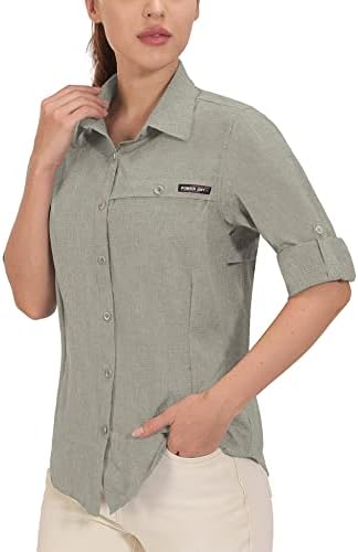 Little Donkey Andy Women's UV Protection Shirt, Breathable Long Sleeve Hiking Shirt, Air-Holes Tech Laurel Oak Heather XS