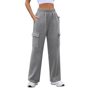 Yuson Girl Joggingbroek voor dames, gevoerde cargobroek, warm fleece, katoen, vrijetijdsbroek, hoge taille, sportbroek, lange thermo-fleece, sweatbroek, outdoor, trekkoord, trainingsbroek met zakken