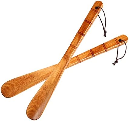 Premium Wooden Shoe Horn, 2 PCS Shoehorns Durable, 13" Long Handle Shoe horns, Lazy Shoe Helper Spoons for Seniors, Kids, Pregnancy, Men, Women, Father's Day Birthday Gift