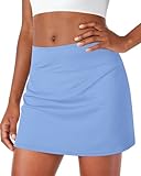 Shdykj Tennis Skirts for Women with Shorts, High Waisted Golf Skort Stretchy Athletic Skirts for Running Workout Gym Blue