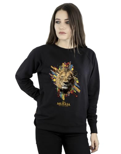 Image of Disney Women's Mufasa Lion King African Stripes Sweatshirt Black Medium