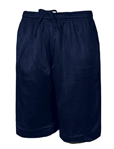 OLLIE ARNES Mens Athletic Gym Workout Shorts with Pockets in Packs or Single, Mesh or Dazzle Athletic Basketball Shorts MESH2 Navy 4X-Large