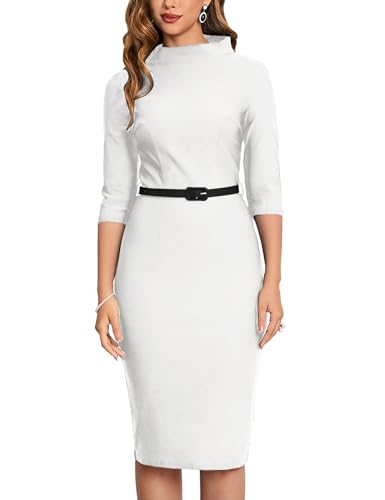 Image of MUXXN Women's 1950s Vintage 3 /4 Sleeve Elegant Collar Cocktail Evening Dress