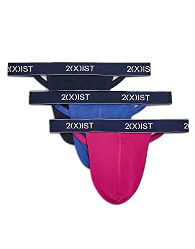 2(X)IST Cotton 3-Pack Thong Dazzling Blue/Varsity Navy/Festival Fuchsia SM - Main Image