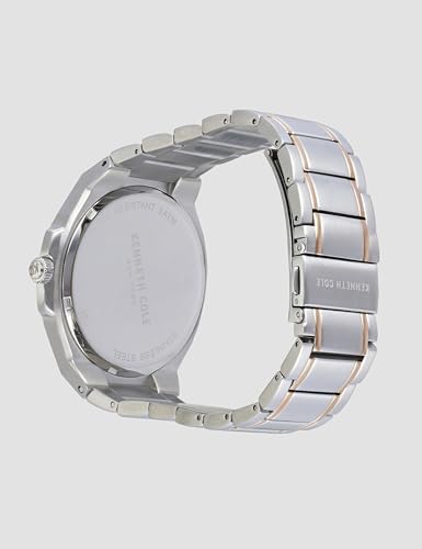 Image of Kenneth Cole Quartz Analog Blue Dial Two Toned Silver & Rose Gold Stainless Steel Strap Watch for Men - KCWGG0034506MN