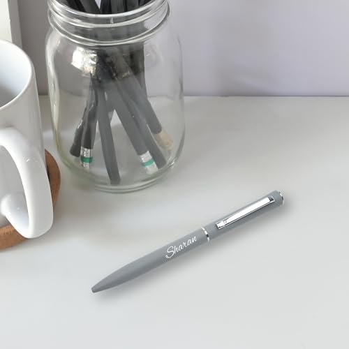 Image of YOUR GIFT STUDIO Personalized Pen with Name Engraved I Metal Classy Customized Roller Ball Pens I Comfortable to Hold & Write I Gift for Men & Women Birthday Corporate Gifting (Grey)