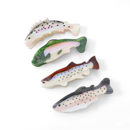 Fish Hair Claw Clip, 5 Inch Pearlescent White with Dots, Metal Spring Grip, Hair Accessory for Women