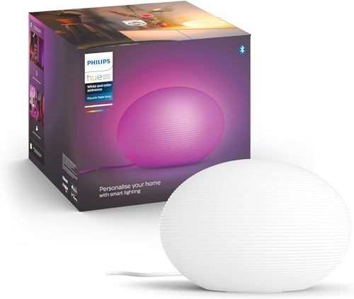 Philips Hue White & Color Ambiance Tischleuchte Flourish, dimmbar, 16 Mio. Farben, steuerbar via App, kompatibel mit Amazon Alexa (Echo, Echo Dot)