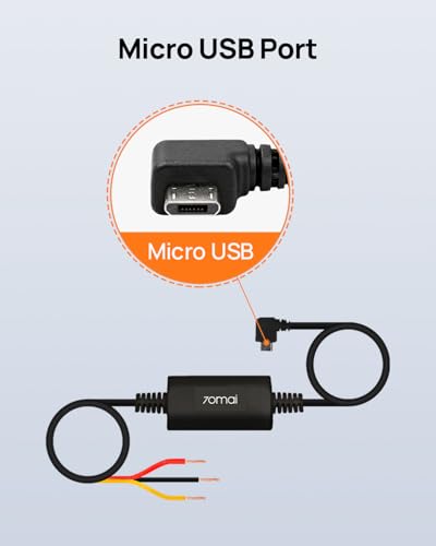 Image of 70mai Micro USB Hardwire Kit UP02 for Dash Cams, 10ft, 12V-30V to 5V /2.4A, Low Voltage Protection 11.8V, 24 Hour Parking Surveillance Power Supply for A800S-1 Car Cameras