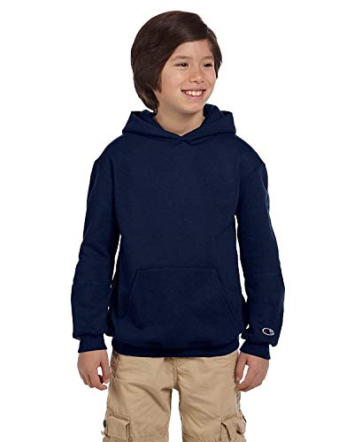 Champion Boy's Double Dry Action Fleece Pullover Hood, Navy, XL