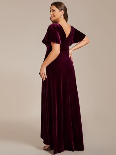 Ever-Pretty Women's Vintage Plus Size Ruffles Hemline Velvet Wedding Guest Dress 02041-DA2