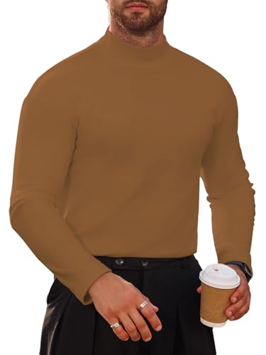 Men's Mock Turtleneck Slim Fit Pullover Long Sleeve Knitted Sweater Solid Casual Basic Tops