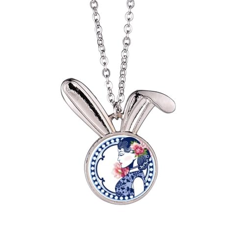 Collier avec pendentif lapin en ciselure artisanale chinoise de luxe