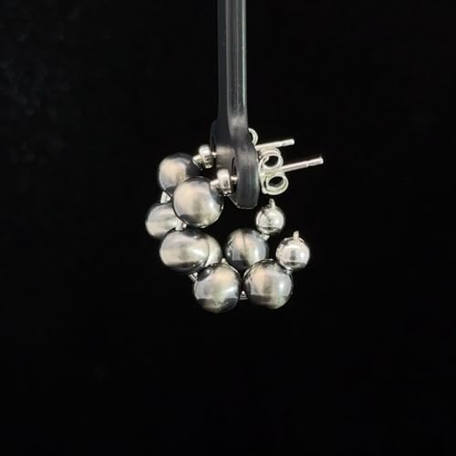 Small Chunky Sterling Silver Navajo Pearl Style Hoop Earrings for Women Beaded Western Jewelry Handmade in the USA (Small)3