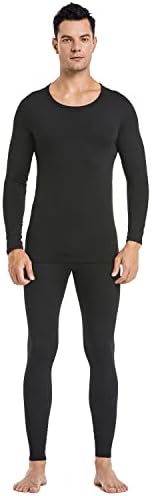 PISIQI Thermal Underwear Men Ultra-Soft Long Johns Set with Fleece Lined Base Layer Winter Skiing Warm Top & Bottom