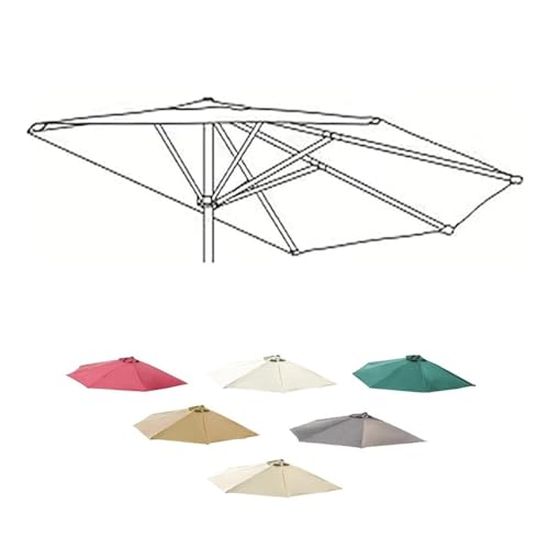 Auvent de rechange pour parasol de patio à 5 baleines en demi-arc de 3 m, bordeaux, durable et résistante aux intempéries