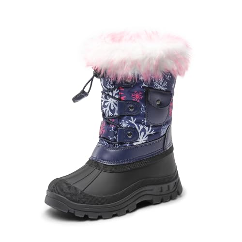 DREAM PAIRS Girls Snow Waterproof Winter Boots,Navy/Fuchsia,13 Little Kid - image 1