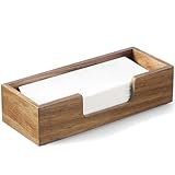 Paper Towel Dispenser Countertop, Acacia Wood Folded Paper Hand Towel Holder for Guest Bathroom, Commercial Tabletop Tissue Dispenser Tray for Multifold C-Fold, Z-Fold, Trifold