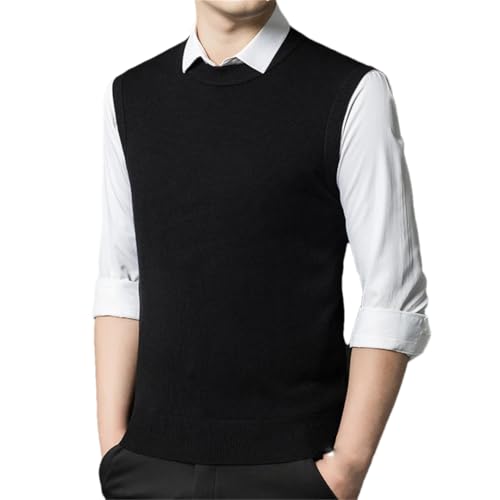 Mens Soft V Neck Crew Neck Knitted Sweater Vest Sleeveless Business Casual Pullovers Tops