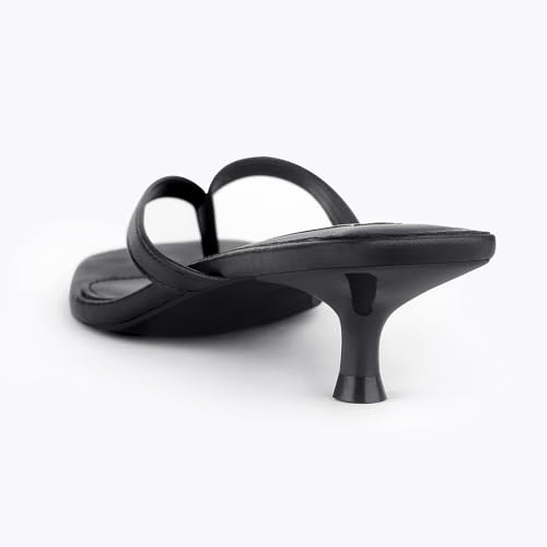 Image of STUNAHOME Kitten Heels Sandals for Women Cute Summer Square Open Toe 1.4 Inches Comfortable Thong Flip Flop Heels