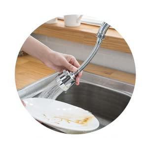 HETASH Stainless Steel 360 Degree Rotation Bubbler Saving Water Faucet/tap, Filter Shower Head Nozzle Adapter, Silver, Chrome Finish